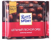Шоколад "Ritter Sport" Extra Nut молочный с цельным миндалем 100гр
